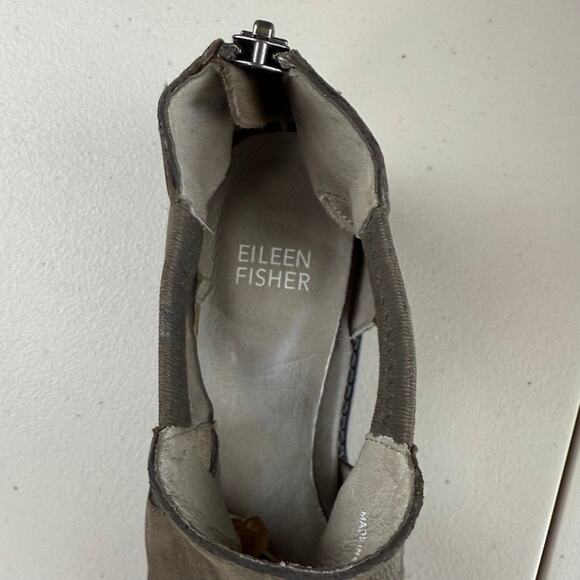 Eileen Fisher Taupe Vanda Pebble Leather Zip Back Pointed Bootie Sz 7 MSRP $240 - Picture 6 of 7